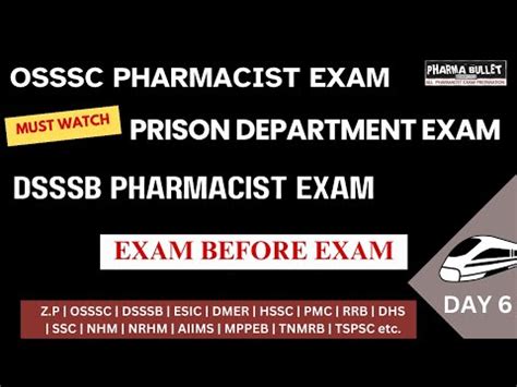 Pharmacist Exam Preparation Osssc Dsssb Prison Department Sepoy