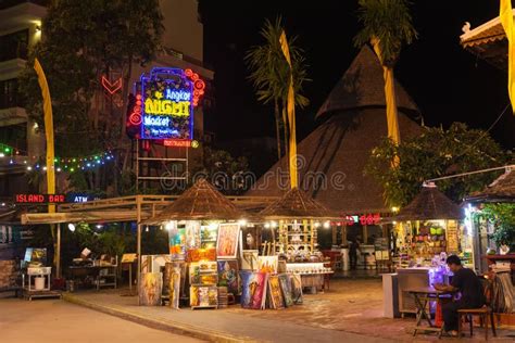 Siem Reap Cambodia 29th March 2017 Bars Restaurants And Lights