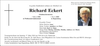 Traueranzeigen Von Richard Eckert Mittelbayerische Trauer