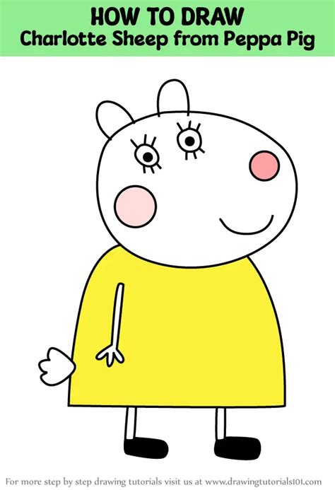 How To Draw Charlotte Sheep From Peppa Pig Peppa Pig Step By Step