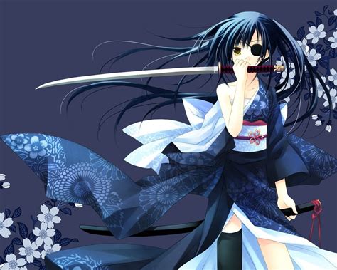 Black Haired Woman Anime Character Holding Katana Digital Wallpaper Hd