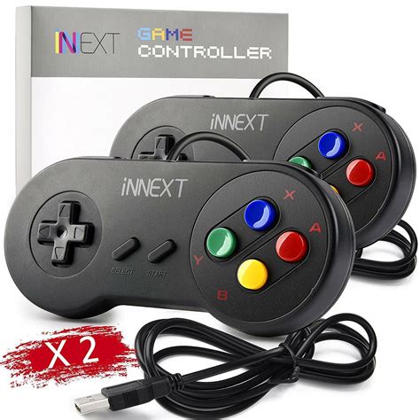 2 Pack Wired Wireless Snes Usb Controller Gamepad Joystick Super