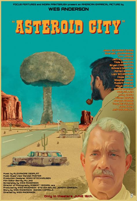 a poster with an image of a man and a car in front of a mushroom