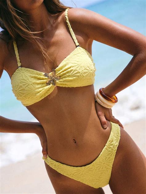 Swim Mod Set De Piezas Bikini De Tirantes Finos Con Estampado Floral Para Mujer Moda De