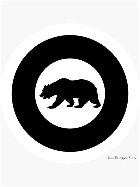 California Bear Tone White Black White Retro Mod Roundel Sticker