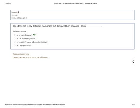 Chapter 8 worksheet sections a b c revisión del intento PPT