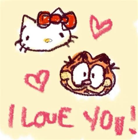 Garfield Hello Kitty Drawing Credits To My Gf