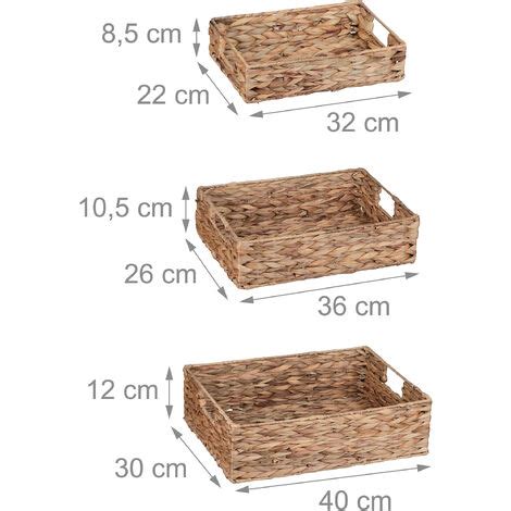 Relaxdays Tray Set Of Serving Tray With Handles Woven Decorative