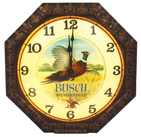 0019 Breweriana Busch Bavarian Beer Light Up Clock W