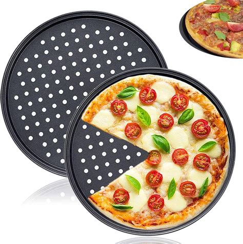 MANCHAP 3 PCS 12 Inch/32cm Pizza Tray, Non-Stick Pizza Pans with Holes ...