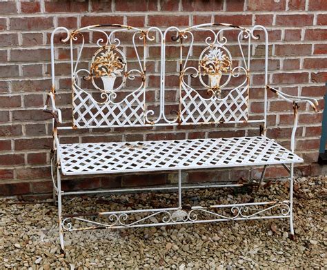 Rustic French Metal Garden Bench 566937 Uk