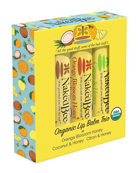 The Naked Bee Organic Lip Balm Trio Gift Set Orange Blossom Honey