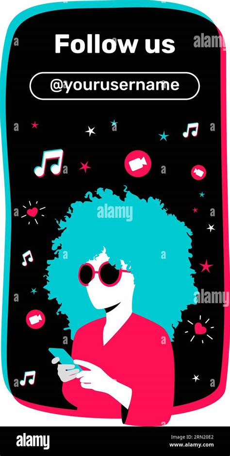 Follow Us Vertical Banner Stories Format Illustration Of A Woman