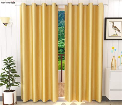 Buy Solid Polyester Room Darkening Blackout Long Door Curtain Set Of