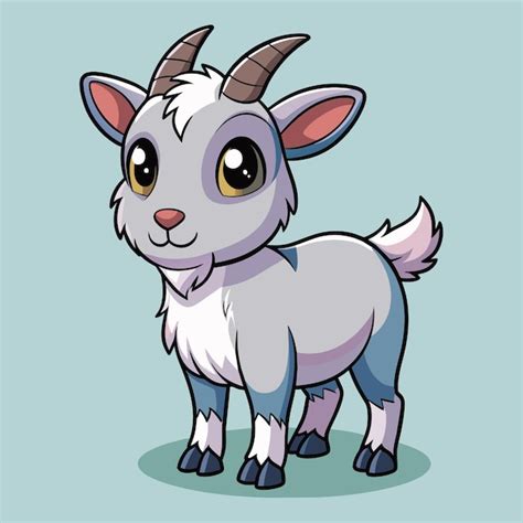 A cartoon drawing of a goat with a pink nose and a white tail | Premium ...