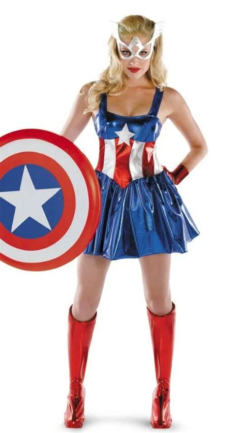 New Womens Adult Fashion Sexy Metallic Captain America Profession