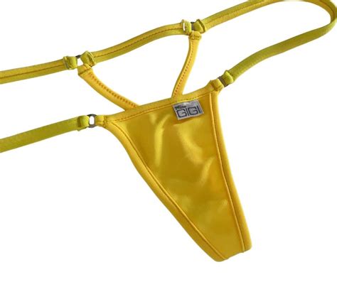 Mango Tango Yellow Tie Sides Micro Thong Bikini String Swimwear Bottom Minimal Coverage Bikini