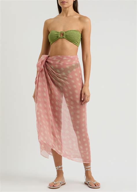 Hunza G Gloria Seersucker Bikini Olive One Size Bandeau Hoop Details Machine Wash Hunza