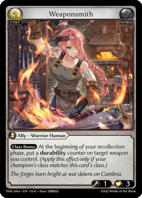 Weaponsmith Dawn Of Ashes Alter Edition Grand Archive TCG