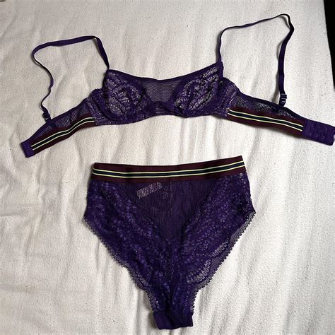 Purple Victorias Secret Lingerie Set High Waisted Depop