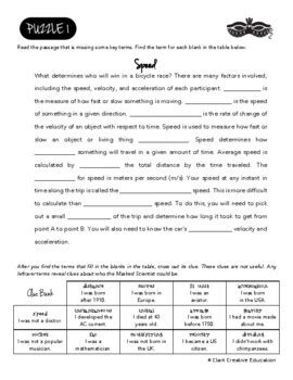 Speed Velocity Acceleration Activity Masked Scientist Printable Game