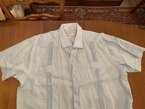 Mojito Collection Guayabera Shirt Men 4x Light Blue Linen Short Sleeve