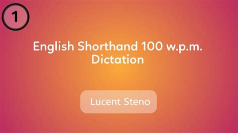 English 100 Wpm Shorthand Dictation GCC Board Lucent Steno YouTube