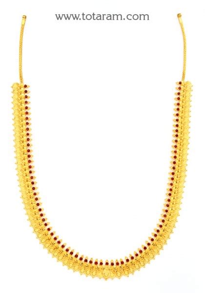 22K Gold Parrot Lakshmi Kasu Mala Long Kasulaperu 235 GN1826 In