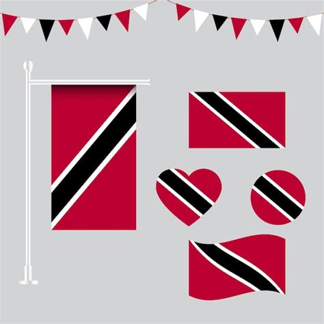 Premium Vector Collection Of Trinidad And Tobago Flag Emblems And