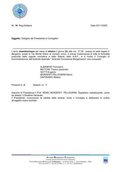 Deleghe Del Presidente Ai Consiglieri Provincia Di Bergamo