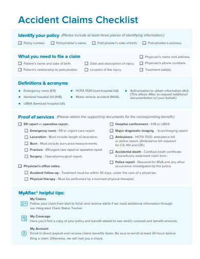 FREE 30+ Claim Checklist Samples in PDF | MS Word