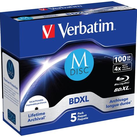 Verbatim BD R M Disc 100 GB Blu ray Rohlinge 4 fach 5 Stück