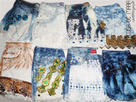 Customização Em Shorts Jeans - Coisa de Maria Customização: Shorts Jeans customizados com pedrarias ...