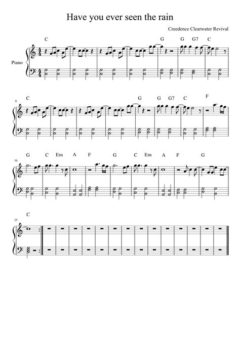 Have You Ever Seen The Rain Sheet Music For Piano Download Free In Pdf