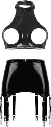 CHICTRY Woman S Piece Cup Balconette Shelf Bra Mini Skirt Garter Belt Set Lingerie Set Red