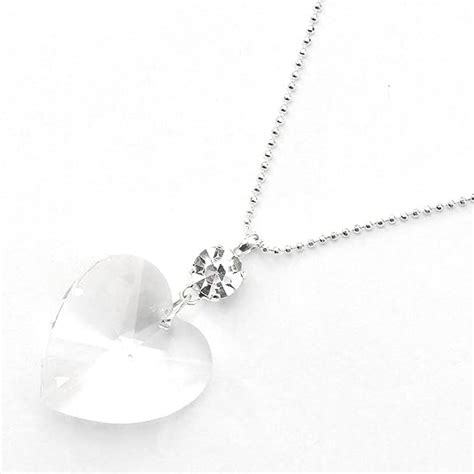 Amazon Swarovski Crystal Heart Shape Necklace In Silver Clear