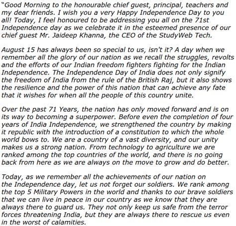 👍 Independence day speech for students. Speech on Independence Day of ...