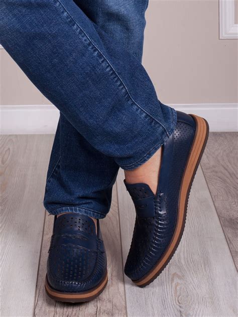 Слиперы повседневные мужские/ Мокасины/ Лоферы (0138-01 Темно-синий ...