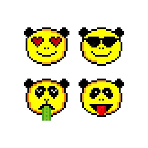 Premium Vector Emoji Or Panda Emoticon Face Icon In Pixel Art Vector Illustration