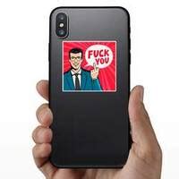 Smiling Businessman Middle Finger Fuck You Sticker