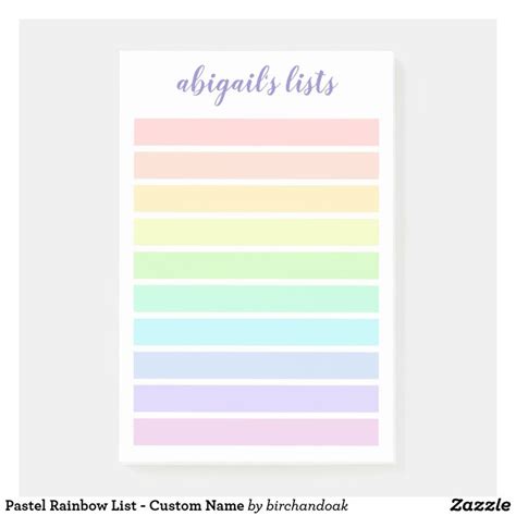 Pastel Rainbow List Custom Name Post It Notes Zazzle Pastel