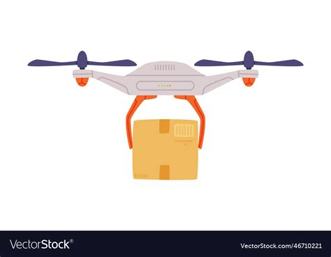 Drone delivering cardboard parcel as future Vector Image