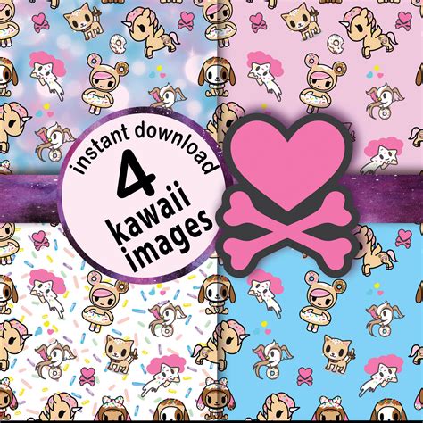 Kawaii Tokidoki Seamless Digital File 4 Designs Rainbow Etsy España