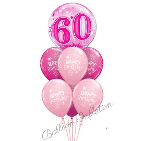 60th Birthday Flowers And Balloons Pink 60th Birthday Balloon Bouquet ...