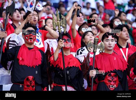 South Korea Fans In The Stands During The Fifa World Cup Group H Match At The Education City