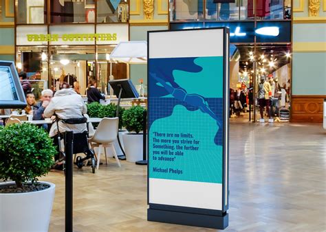 Vertical banner Mockup for ad Campaign in Shopping Mall and Office Area