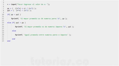 Sentencia If Else Matlab Mayor Promedio Numeros Pares E Impares