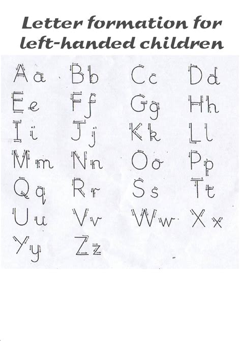 Left Handed Writing Practice Sheets