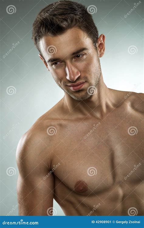 Handsome Muscular Man Posing Half Naked Close Up Photo Stock Image Image Of Adult Naked