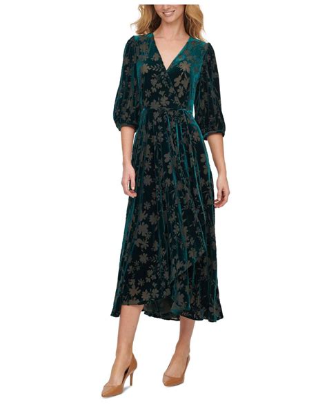 Calvin Klein Velvet Surplice Maxi Dress In Malachite Green Lyst